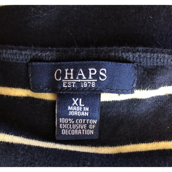 Vintage Ralph Lauren Top XL Blue/yellow Stripe Lace V-neck Tee 90s Y2K preppy - Picture 4 of 5